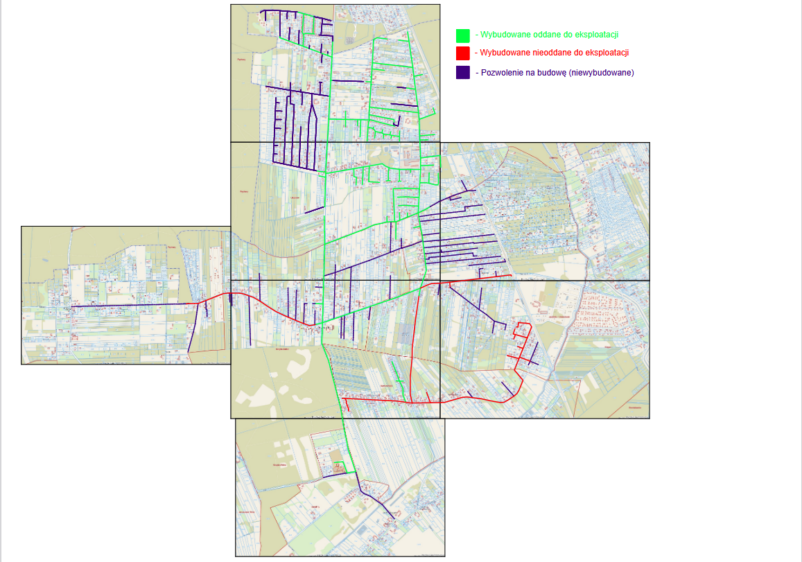 Mapa sieci kanalizacji sanitarnej na terenie Gminy Prażmów